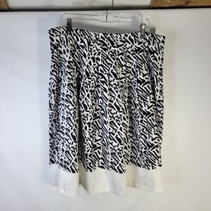 Peck & Peck Woman Black/white Abstract Pleated Skirt Side Zip Size 16W